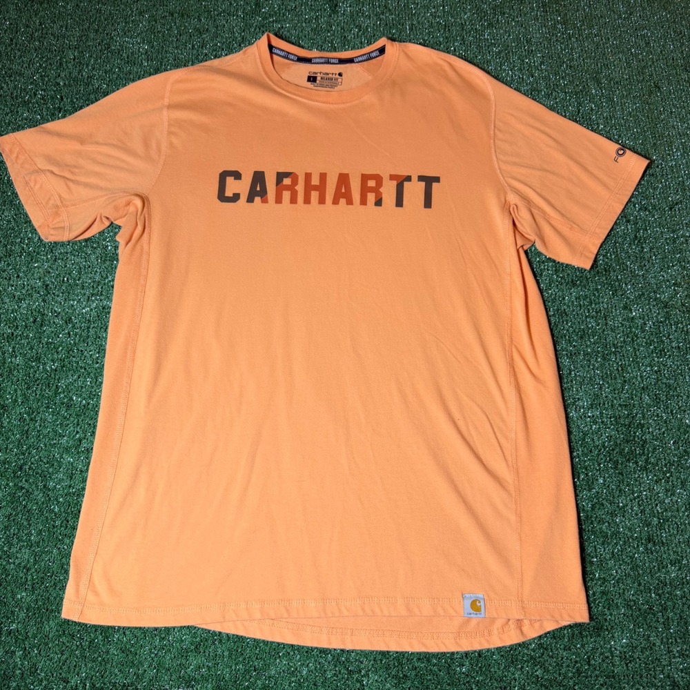 Carhartt Force Mens Relaxed Fit Graphic T-Shirt Orange Large SKU 0501